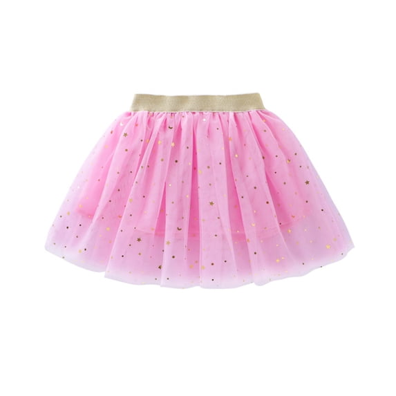 Kiijoy Little Girls Glitter Star Tutu Skirt Layered Party Dance Tulle Skirt, Sizes 1-10