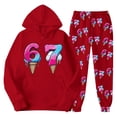 thumbnail image 1 of Kiijoy Little Girls Graphic Hoodie and Joggers Set Casual Fleece Tracksuit, Sizes 6-7, 1 of 4