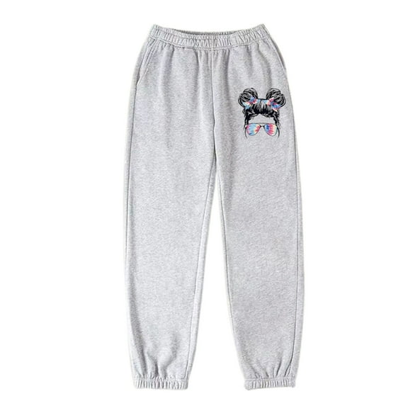 Kiijoy Little Girls Graphic Sweatpants Soft Relaxed Fit Active Jogger Pants, Sizes 5-6