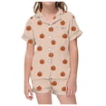 thumbnail image 1 of Kiijoy Little Girls Halloween Pajama Set Short Sleeve Button Down Top Shorts, Sizes 6-7, 1 of 4