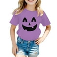 thumbnail image 1 of Kiijoy Little Girls Halloween T-Shirt Cute Pumpkin Short Sleeve Graphic Tee, Sizes 6-7, 1 of 4