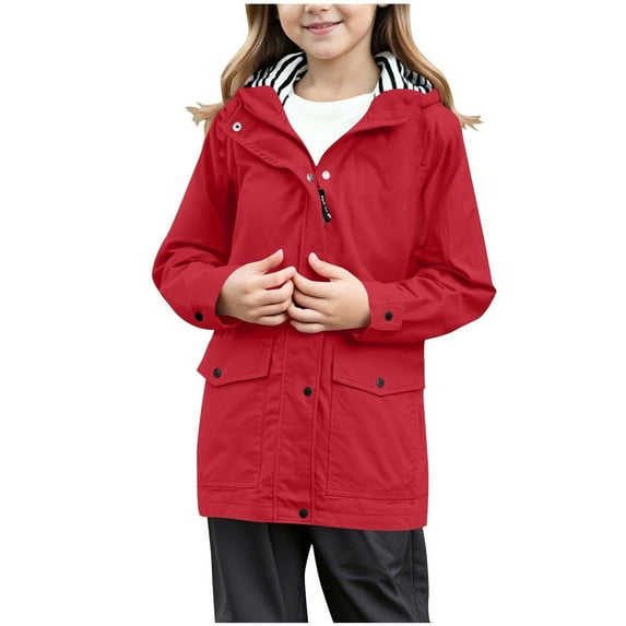 Kiijoy Little Girls Hooded Windbreaker Jacket Outerwear Coat for Kids Lightweight Raincoat
