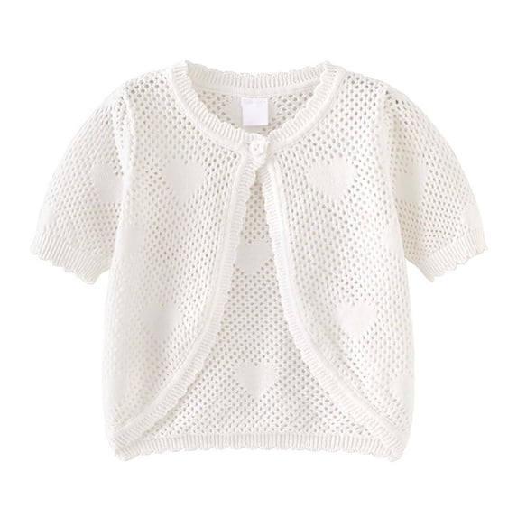 Kiijoy Little Girls Knit Cardigan Lightweight Open Front Short Sleeve Shirt Summer Top
