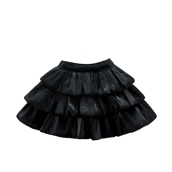 Kiijoy Little Girls Layered Tutu Skirt Solid Party A Line Princess Skirt, Sizes 5-6