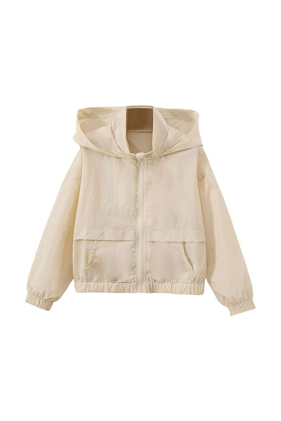 Little Girls Windbreaker Lightweight Windproof Hooded Jacket Outerwear, Sizes 6-7