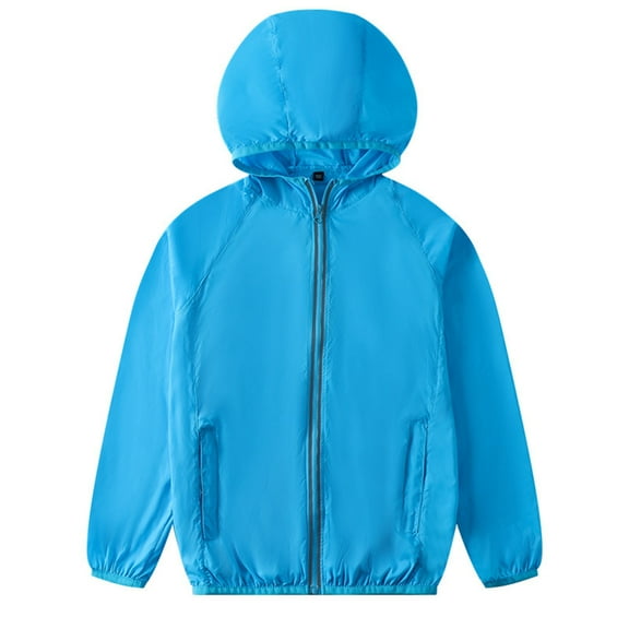 Kiijoy Little Girls Lightweight Windbreaker Sun Protection Breathable Jacket, Sizes 6-7