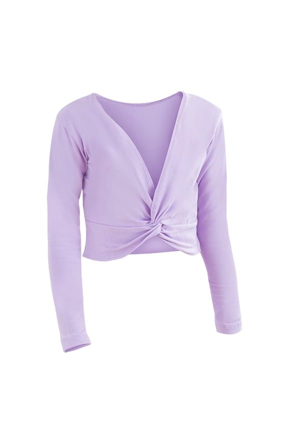 Little Girls Long Sleeve Ballet Wrap Top Solid Velvet Dance Sweater, Sizes 6-7