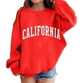 thumbnail image 1 of Kiijoy Little Girls Loose Sweatshirt California Printed Crew Neck Pullover, Sizes 5-6, 1 of 5
