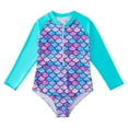 thumbnail image 1 of Kiijoy Little Girls One-Piece Swimsuit Long Sleeve Zip-Up Rash Guard, Sizes 5-6 T, 1 of 2