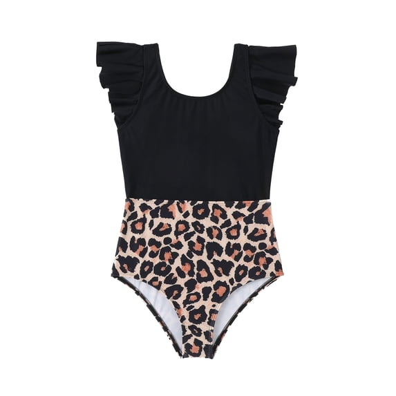 Kiijoy Little Girls One-Piece Swimsuit Ruffle Tropical Bathing Suit UPF 50+ Swimwear