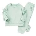 thumbnail image 1 of Kiijoy Little Girls Outfits Cotton Solid Ruffle Sweatshirt Sweatpants Set, Sizes 5-6, 1 of 3