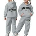 thumbnail image 1 of Kiijoy Little Girls Outfits New York Printed Hoodie Pullover Top Pants Suit, Sizes 6-7, 1 of 6
