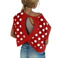 thumbnail image 1 of Kiijoy Little Girls Polka Dot Cutout Batwing Sleeve Crop Top Workout Tee Active T-Shirt, Sizes 7-8, 1 of 6