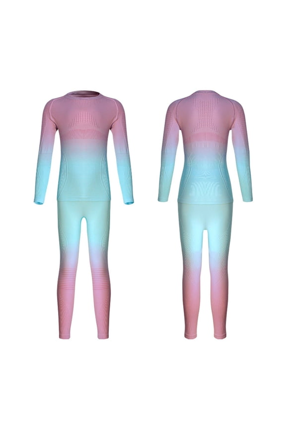 Little Girls Quick Drying Base Layer Gradient Thermal Underwear Outfits, Sizes 6-7