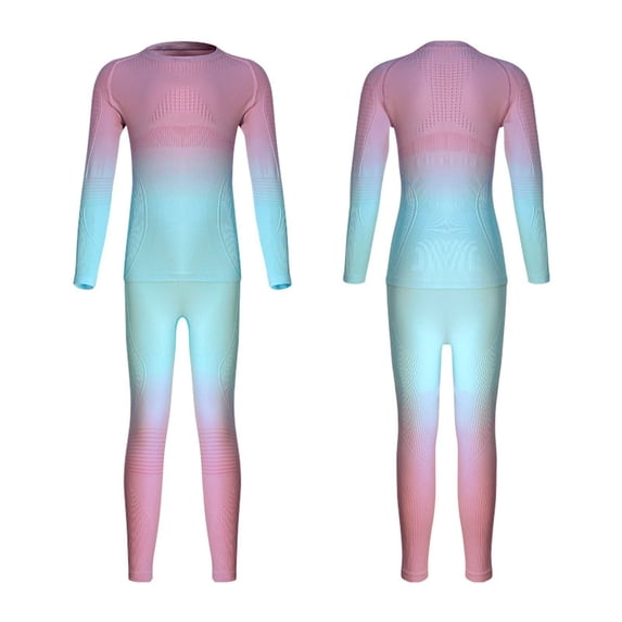 Kiijoy Little Girls Quick Drying Base Layer Gradient Thermal Underwear Outfits, Sizes 6-7
