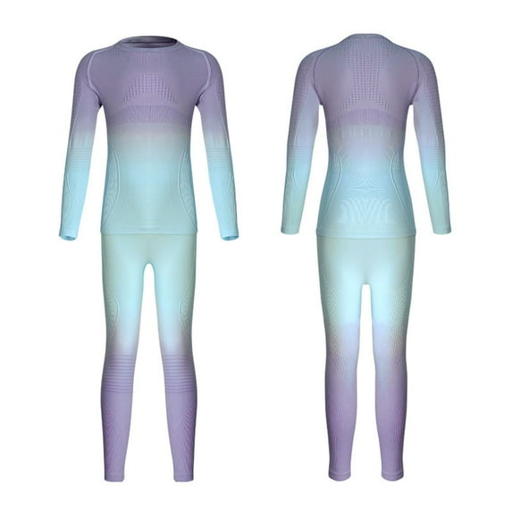 Kiijoy Little Girls Quick Drying Base Layer Gradient Thermal Underwear Outfits, Sizes 6-7