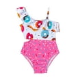 thumbnail image 1 of Kiijoy Little Girls Ruffle One Shoulder Swimsuit Cutout One-Piece Bathing Suit Swimwear, 1 of 2