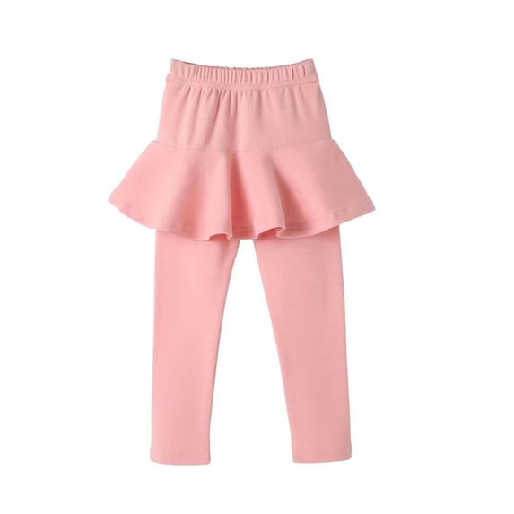 Kiijoy Little Girls Ruffle Skirted Leggings Casual Knitted Stretch Leggings, Sizes 5-6