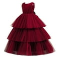 thumbnail image 1 of Kiijoy Little Girls Sleeveless Princess Dress Tulle Layered Birthday Pageant Gown, Red, 1 of 2