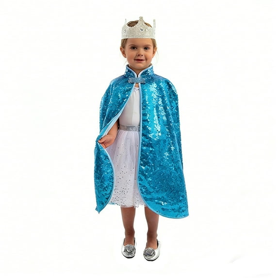 Kiijoy Little Girls Sparkly Sequins Short Cape for Stage Performance Party, Sizes 3-10