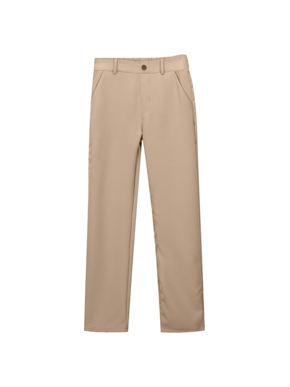 Little Girls Stretch Pull On Twill Pants Straight Leg Uniform Pants, Sizes 5-6