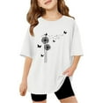 thumbnail image 1 of Kiijoy Little Girls Summer Oversized T-Shirt Dandelion Print Short Sleeve Crew Neck T Shirt, Sizes 3-14, 1 of 5