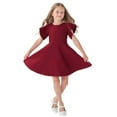 thumbnail image 1 of Kiijoy Little Girls Summer Ruffle Sleeves A Line Dress Casual Party Flowy Swing Dress, 1 of 3
