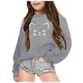 thumbnail image 1 of Kiijoy Little Girls Sweatshirt Cartoon Cat Print Crewneck Pullover Sweatshirts, Sizes 5-6, 1 of 3