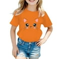 thumbnail image 1 of Kiijoy Little Girls T-Shirt Cute Cat Print Short Sleeve Cotton T Shirt Summer Trendy Tee Top, 1 of 4