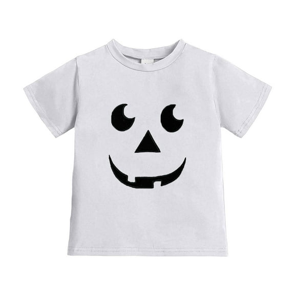 Kiijoy Little Girls T Shirt Halloween Pumpkin T-Shirt Kids Short Sleeve Tshirt, Sizes 6-7