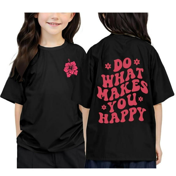 Kiijoy Little Girls T-Shirt Letter Print Short Sleeve T Shirt Summer Casual T Shirt