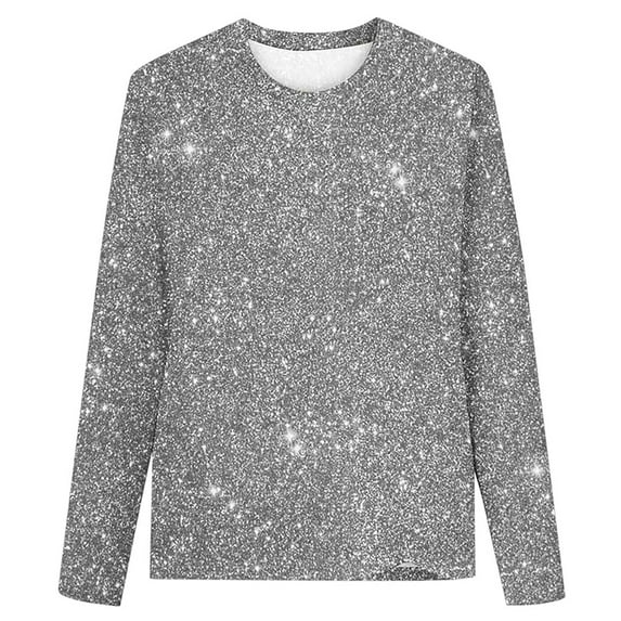 Kiijoy Little Girls Long Sleeve T Shirt Sequin Printed Round Neck T-Shirt Soft Casual Tshirt