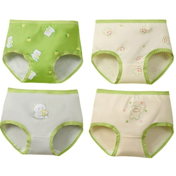 Kiijoy Little Girls Tagless Soft Cotton Briefs Breathable Underwear Panties, 4 Pack, Sizes 5-6