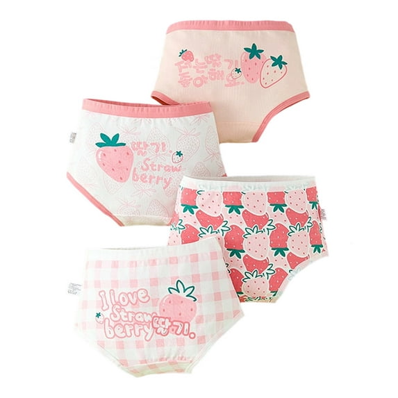 Kiijoy Little Girls Tagless Super Soft Brief Cotton Underwear Panties, 4-Pack, Sizes 6-7