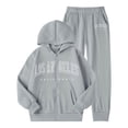 thumbnail image 1 of Kiijoy Little Girls Tracksuit Letter Print Fleece Lined Zip Up Hoodie Sweatpants Outfits, Sizes 5-14, 1 of 3