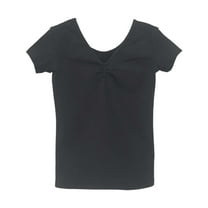 Kiijoy Little Girls V Neck Short Sleeve T-Shirt Solid Casual Sports T Shirt, Sizes 5-6