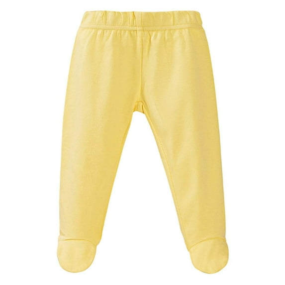 Kiijoy Newborn Baby Pants Solid Color Cotton Pull On Footed Pants Soft Trousers, Sizes 9-12M