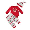 thumbnail image 1 of Kiijoy Newborn Girls Christmas Outfits Christmas Long Sleeve Bodysuit Pants Hat 3Pcs Set, 1 of 3