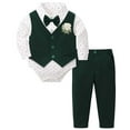 thumbnail image 1 of Kiijoy Newborn Boys Formal Dress Shirt Bodysuit+Vest+Pants+Bowtie Suit Outfits, Sizes 3-6M, 1 of 4