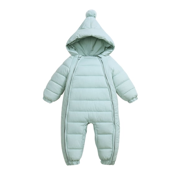 Kiijoy Newborn Boys Snowsuit Hooded Puffer Jumpsuit Winter Warm Outerwear Padded Romper