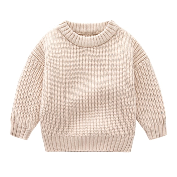 Kiijoy Boys Solid Knit Sweater Fall Winter Crew Neck Pullover Top, Sizes 6-12M