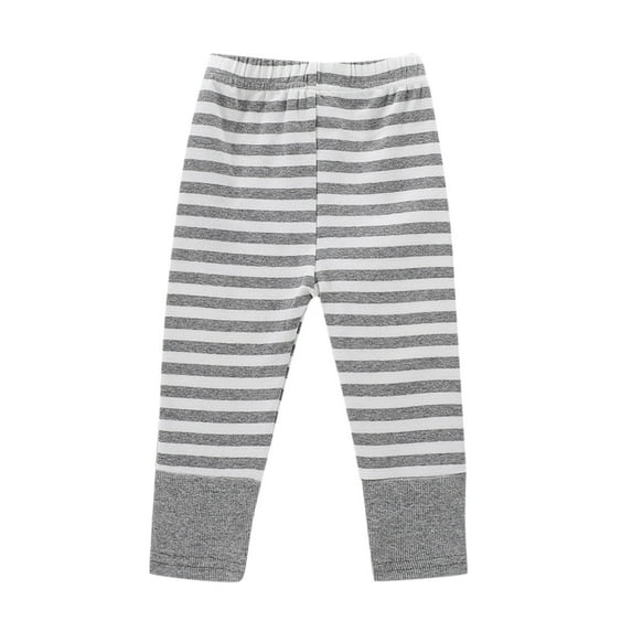 Kiijoy Boys Striped Leggings Cotton Soft High Rise Pants for Kids, Sizes 0-6M
