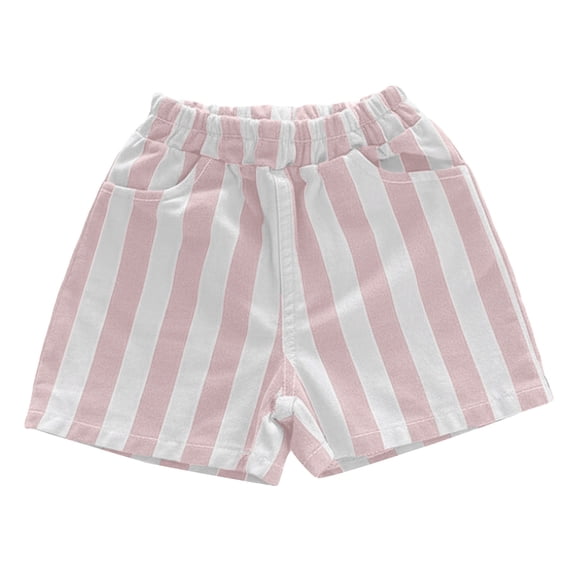 Kiijoy Newborn Boys Striped Shorts Summer Lightweight Casual Pull On Shorts, Pink, Sizes 3-6M