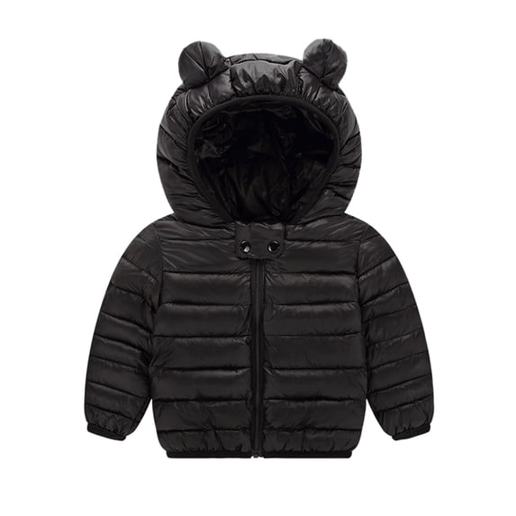 Kiijoy Boys Winter Puffer Jacket Lightweight Bear Ears Hooded Coat, Sizes 6-12M