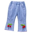 thumbnail image 1 of Kiijoy Newborn Girls Cropped Flared Jeans Casual Pull On Stretch Denim Pants, Sizes 6-12M, 1 of 5