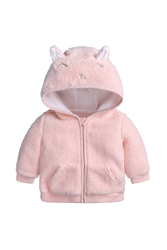 Girls Rabbit Ears Hooded Jacket Zipper Outerwear Coat, Sizes 0-3M