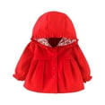 thumbnail image 1 of Kiijoy Girls Jacket Spring Fall Ruffle Hooded Windbreaker Outerwear, Sizes 6-9M, 1 of 2