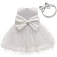 thumbnail image 1 of Kiijoy Newborn Girls Lace Back Bow Party Dress Birthday Princess Dress Pageant Gown, White, 1 of 4
