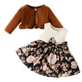 thumbnail image 1 of Kiijoy Newborn Girls Outfits Flower Print Tank Dress Ruffles Long Sleeve Cardigan Top Set, 1 of 2
