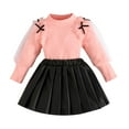 thumbnail image 1 of Kiijoy Newborn Girls Outfits Knit Long Puff Sleeve Pullover Top Skirt Set, Sizes 9-12M, 1 of 8